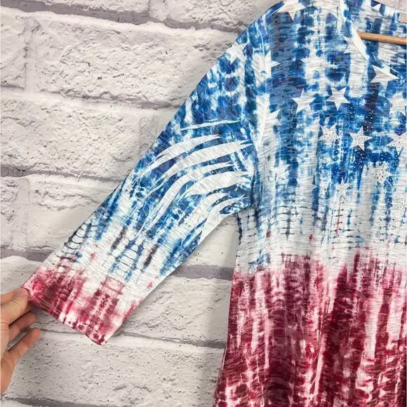 Jess & Jane Womens L Boho Artsy Eclectic Indie USA Rhinestone Star Tunic Top - Picture 6 of 12